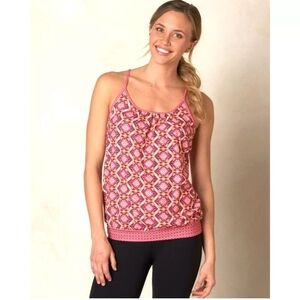 PrAna Andie Tank Top M Strappy  Racerback Hem Band Mixed Geometric Aztec Print